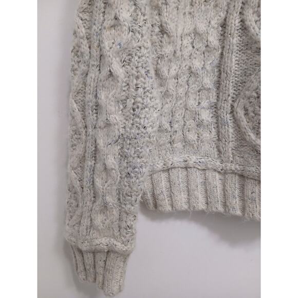 Vintage Chunky Cable Knit Sweater Women Sz M Gray Sparkle Pullover Nordic Preppy - Picture 5 of 15
